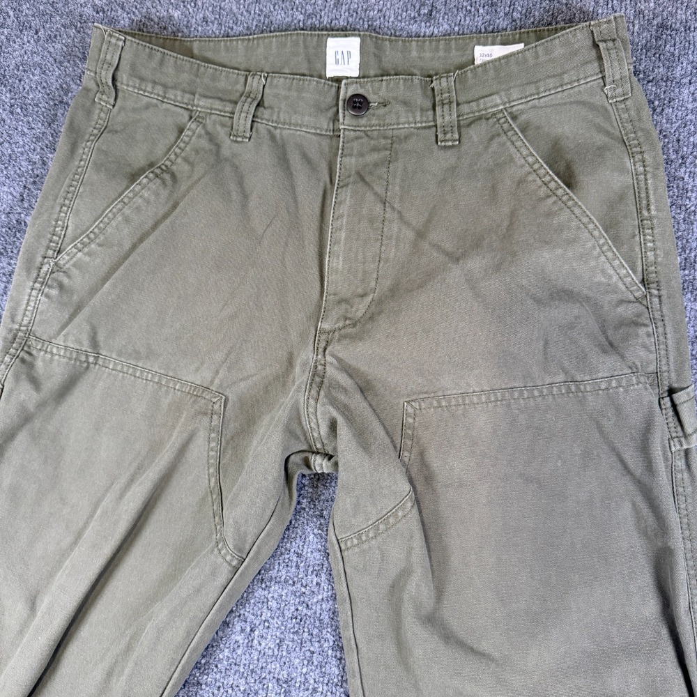 Gap Carpenter Pants Mens 34x29 Olive Green Cotton Straight Leg Low Rise Workwear